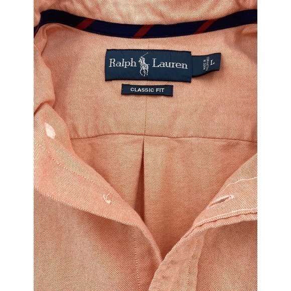 Vintage Ralph Lauren Preppy Oxford Pastel Orange. Shirt‎ Large - Picture 12 of 13